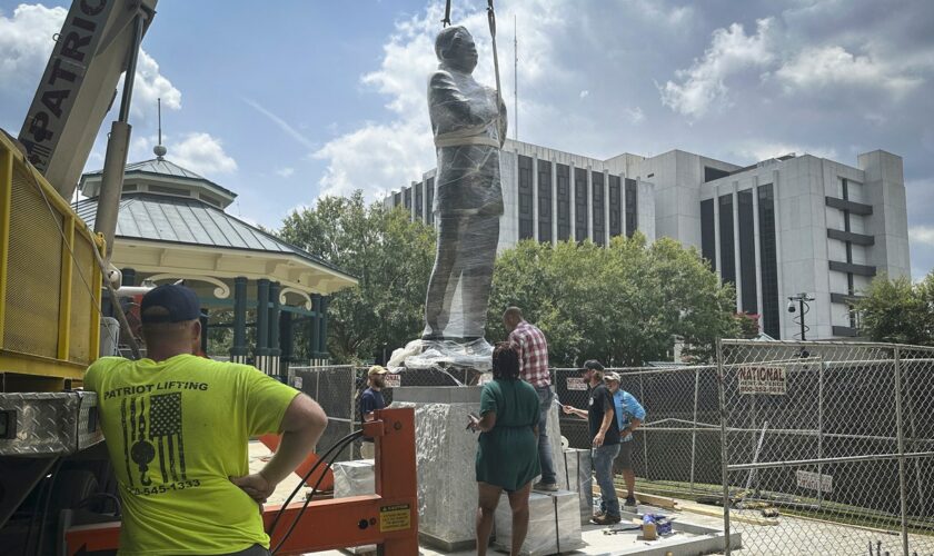 Bronze statue of Congressman John Lewis replaces more than 100-year-old Confederate monument