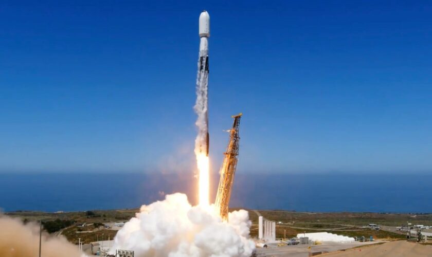 Launch of UK Space Command's Tyche satellite. Pic: SpaceX live stream