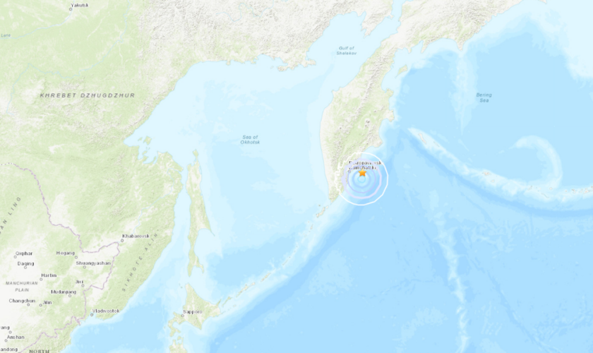 The epicentre of the earthquake was off the east coast of Russia. Pic: USGS