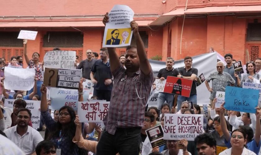 Protesters in Delhi on Saturday