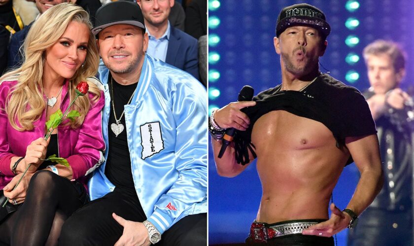 Jenny McCarthy shows off Donnie Wahlberg's abs in shirtless snaps as she celebrates 'hot' husband's birthday