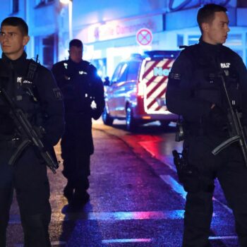 Armed police and ambulances gather in Solingen, Germany. (Pic: AP)