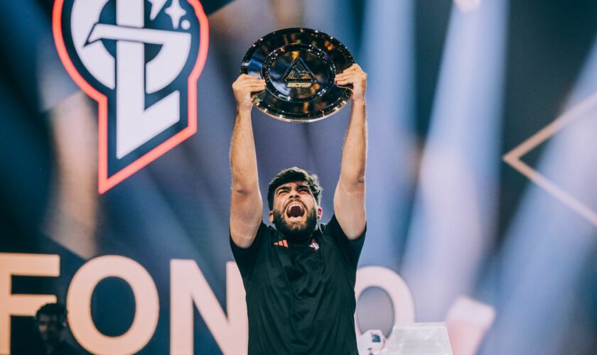 João "jafonso" Vasconcelos after winning the EA Sports FC 24 competition in Riyadh. Pic: Esports World Cup Foundation