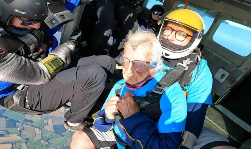 Britain's oldest skydiver, 102, says its 'mission accomplished' after birthday jump