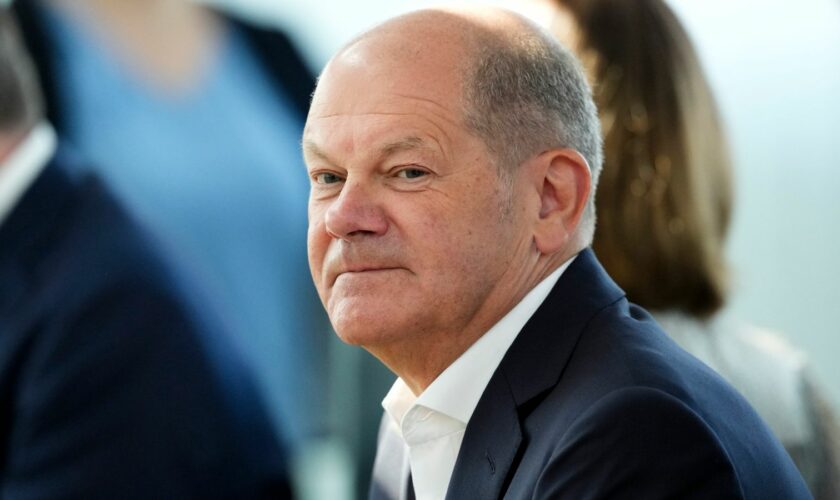 German Chancellor Olaf Scholz attends a Social Democratic Party, SPD, board meeting the day after the European election at the party's headquarters in Berlin, Germany, Monday, June 10, 2024. (AP Photo/Markus Schreiber, Pool)