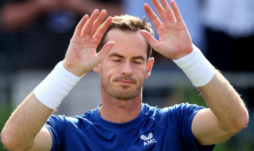 FILE PHOTO: Tennis - Queen's Club Championships - The Queen's Club, London, Britain - June 19, 2024 Britain's Andy Murray salutes the spectators after retiring due to injury in his men's singles second match against Australia's Jordan Thompson Action Images via Reuters/Paul Childs/File Photo