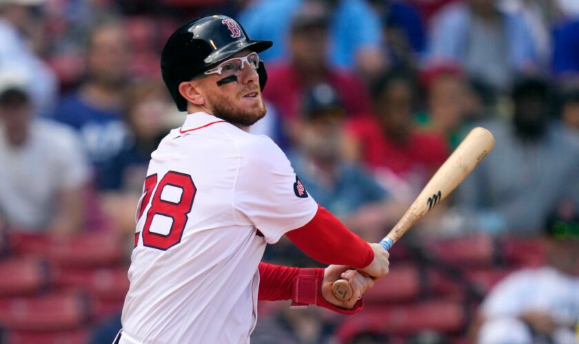 Danny Jansen swinging for the Boston Red Sox on 26 August. Pic: AP