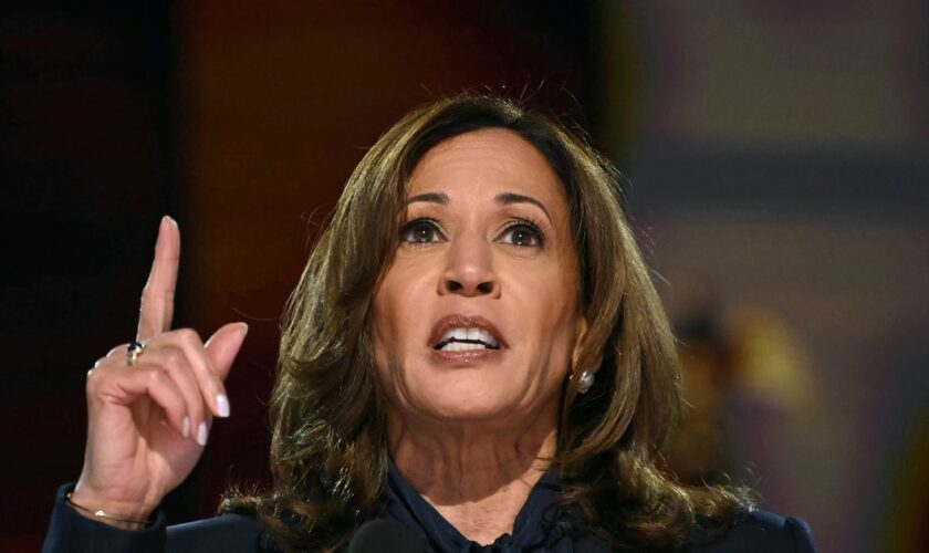 Kamala Harris lors de son discours devant la convention démocrate à Chicago, le 22 août 2024