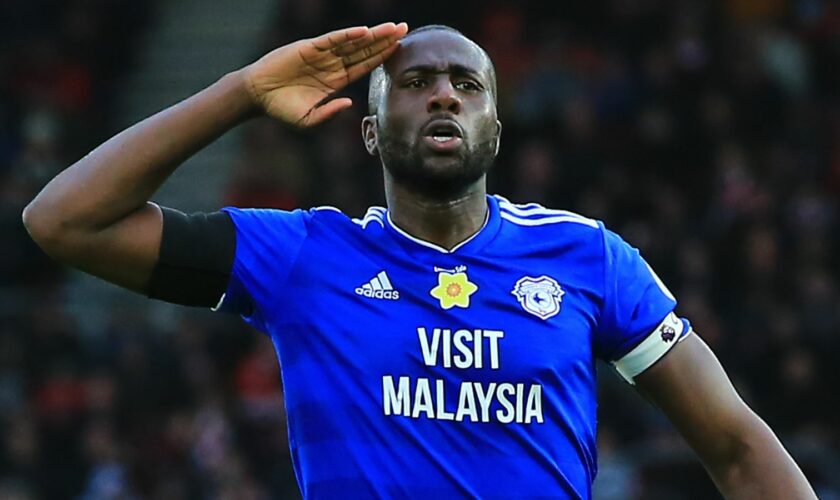 Sol Bamba celebrating scoring a goal for Cardiff in 2019. Pic: PA