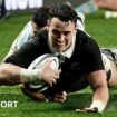 Will Jordan scores a try for New Zealand against Argentina