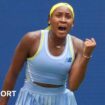 American Coco Gauff fist pumping in celebration