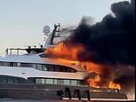 Dramatic moment £14m superyacht owned by founder of troubled grocery app Getir catches fire off the coast of Sardinia and sinks - as 16 passengers and crew escape