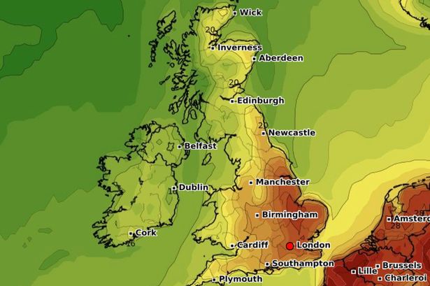 Exact date Britain forecast to bask in 32C scorcher next week as weather maps turn red