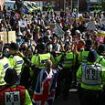 Far-right support dwindles as handful of thugs are confronted by hundreds of anti-fascist protesters at asylum hotel in Crawley - but police are still bracing for a weekend of fresh riots while masked demonstrators are already clashing in Belfast