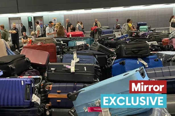 Hearthow Airport bosses battle to clear baggage pile up after lightning cancel flights