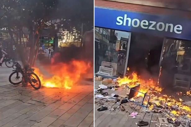 Hull Shoe Zone bonfire as 'shops looted' while riots rage in streets