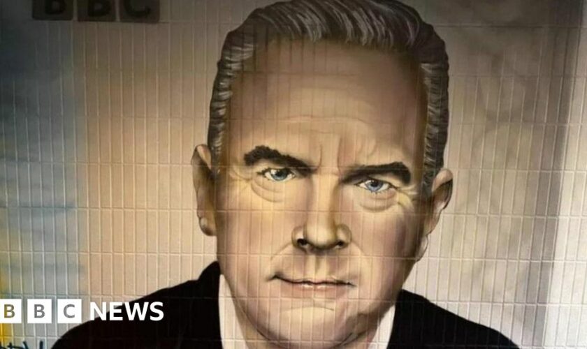 Huw Edwards hometown mural painted over by artist