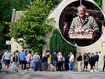 Jeremy Clarkson opens his new pub The Farmer's Dog as fans queue for more than four hours to be the first to sup a pint