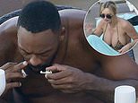 Marcus Jordan appears to snort white powder substance while enjoying poolside lunch with girlfriend Ashley Stevenson in South of France