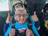 Mission accomplished! Daredevil war veteran who jumped out of a plane to celebrate her 102nd birthday admits it was 'a bit scary' - but says she'd do it AGAIN