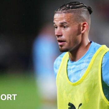 Manchester City midfielder Kalvin Phillips during a warm-up