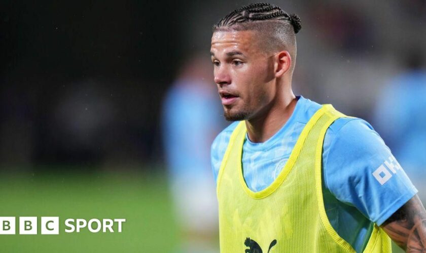 Manchester City midfielder Kalvin Phillips during a warm-up