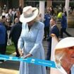 Queen Camilla is elegant in blue coat dress as she arrives at Ebor Festival in York