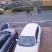 Shocking moment man is shot in back after his car was rammed off road