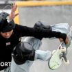 Sky Brown riding her skateboard