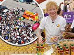 That'll take some topping! Ed Sheeran stuns shoppers at Hertfordshire supermarket as he serves up pizza and his new hot sauce during latest surprise appearance