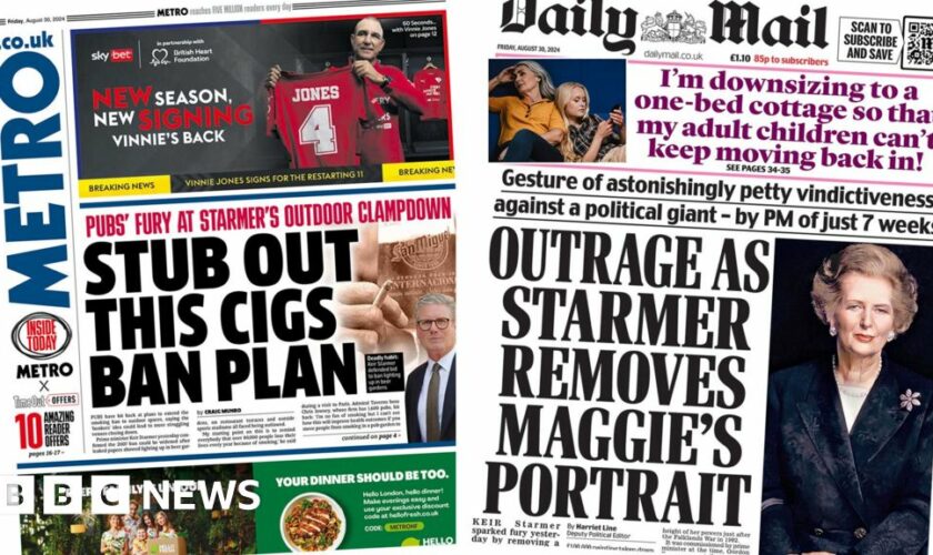 The Papers: Anger at PM's 'cigs ban plan' and removal of 'Maggie's portrait'