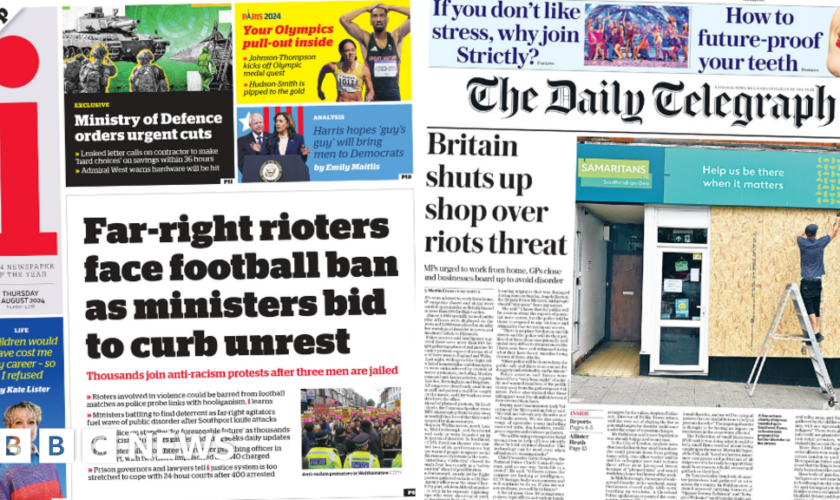 The Papers: 'Rioters face football ban' and 'Britain boarded up'