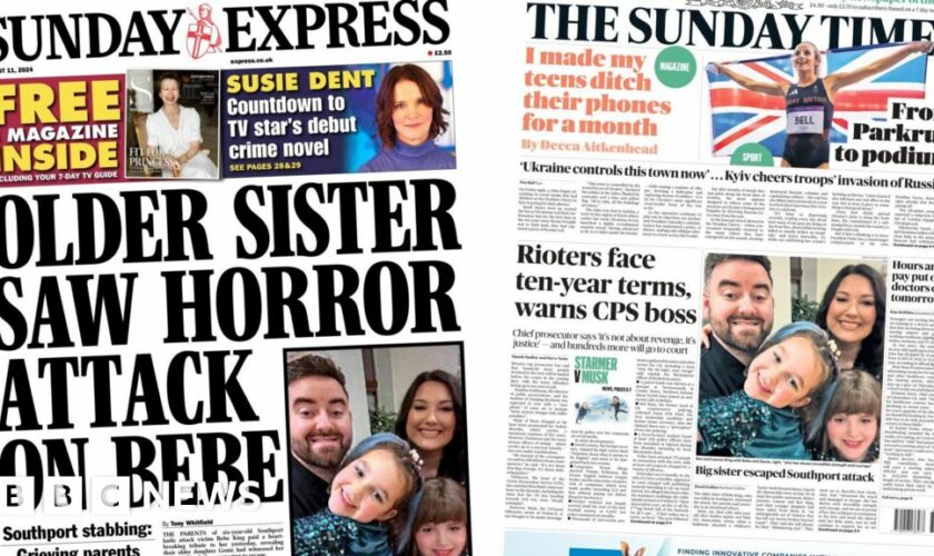 The Papers: 'Sister saw attack' and 'rioters face 10 years'