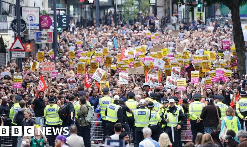 Thousands of counter-protesters rally after riots