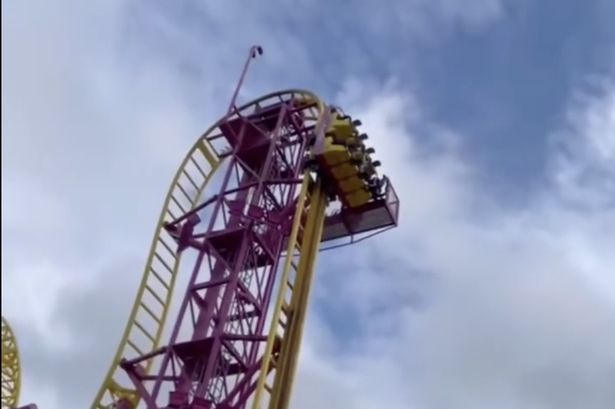 Thrillseekers trapped at 90 degree angle as rollercoaster malfunctions at UK theme park