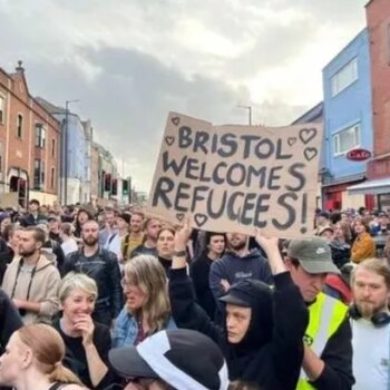 UK riots: Counter protesters in Bristol chant as police monitor calm scenes