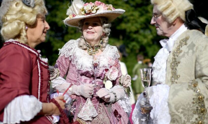 Für das Barockfest werfen sich Besucher in Schale. (Archivbild) Foto: Britta Pedersen/dpa-Zentralbild/dpa