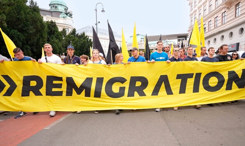 Rechte Aktivisten auf Demo in Wien