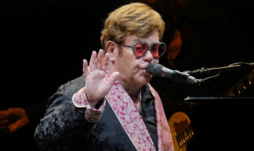 Elton John on stage in Stockholm