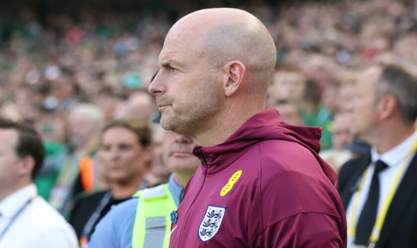 Lee Carsley during the Nations League match. Pic: PA