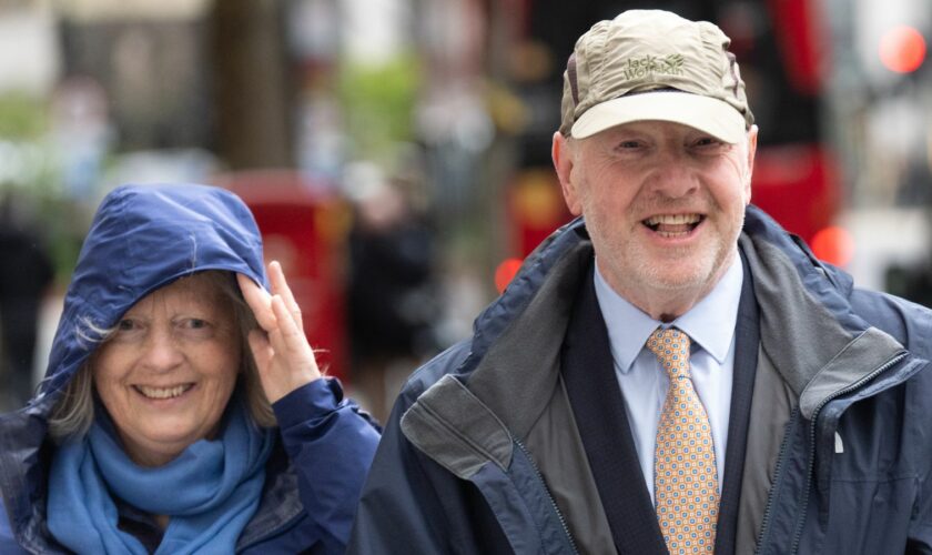 Alan Bates and his wife Suzanne Sercombe in April. Pic: PA