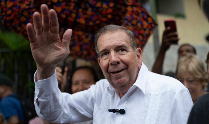 FILE - Venezuelan opposition presidential candidate Edmundo Gonzalez waves to supporters during a political event at a square in the Hatillo municipality of Caracas, Venezuela, June 19, 2024. (AP Photo/Ariana Cubillos, File)