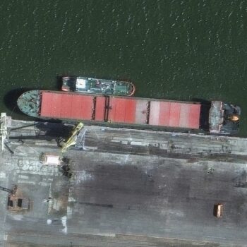 Russian ship captured in satellite image 'delivering ballistic missiles from Iran'