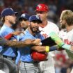 Phillies, Rays' benches clear after Nick Castellanos is hit by 96-mph sinker