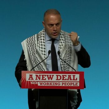 Palestinian ambassador speaking at TUC Congress