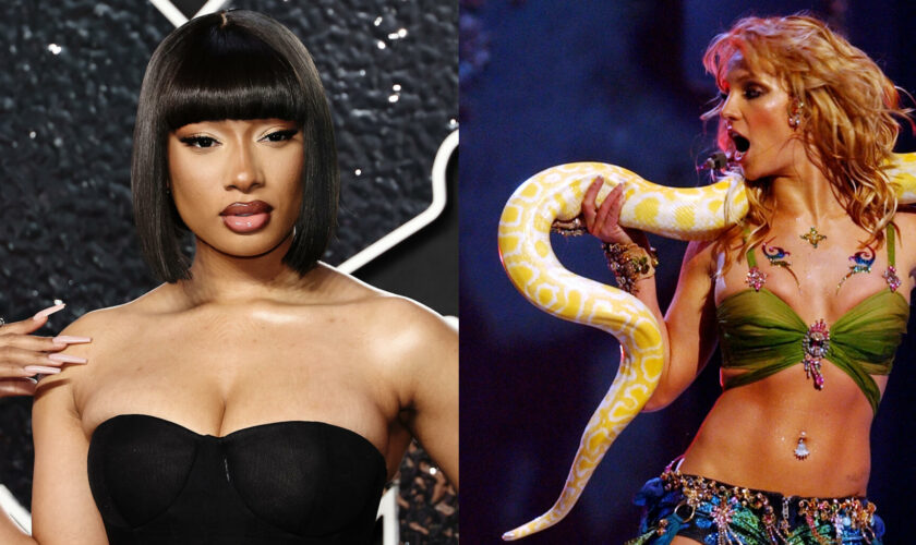 Aux MTV VMAs, Megan Thee Stallion rend hommage à Britney Spears et sa tenue avec un serpent géant