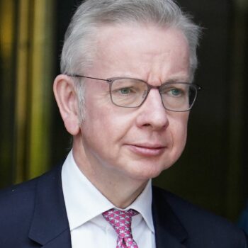 Michael Gove, leaves the Millbank Studios in central London after taking part in the morning interview rounds