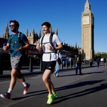 People on Westminster Bridge in central London. Pic: PA