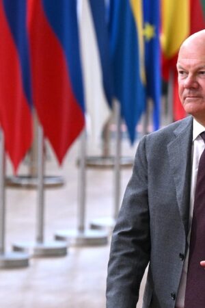 Le chancelier allemand Olaf Scholz participe à un sommet européen à Bruxelles le 27 juin 2024