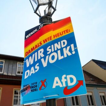 Une affiche électorale du parti d'extrême droite AfD, le 28 août 2019 à Zehdenick, dans le Land allemand de Brandebourg